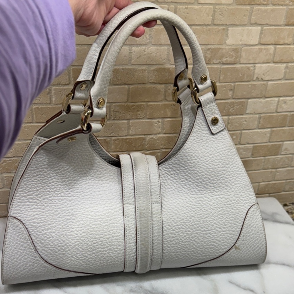 Gucci Junco White Calfskin Leather Vintage Shoulder Bag Authentic - Picture 7 of 16